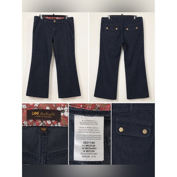 Lee Denim - Lee One True Fit Dark Wash Wide Leg Crop Jeans Size 14